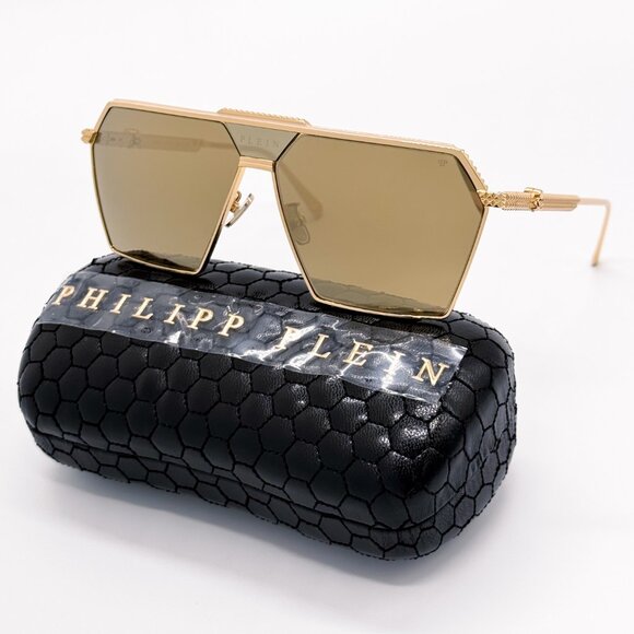 NEW PHILIPP PLEIN STUD SPP076V 400G GOLD MEN SUNGLASSES PHILIPP PLEIN - Picture 2 of 11